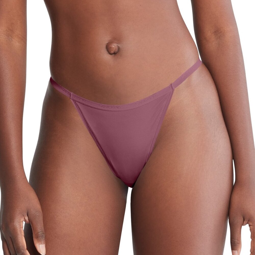 Calvin Klein Women's Ideal Micro String Bikini Underwear QD5176 - Mauve Wine
